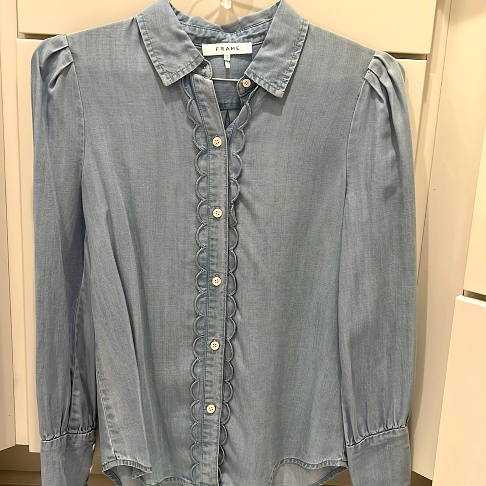 Frame size XS denim button up shirt